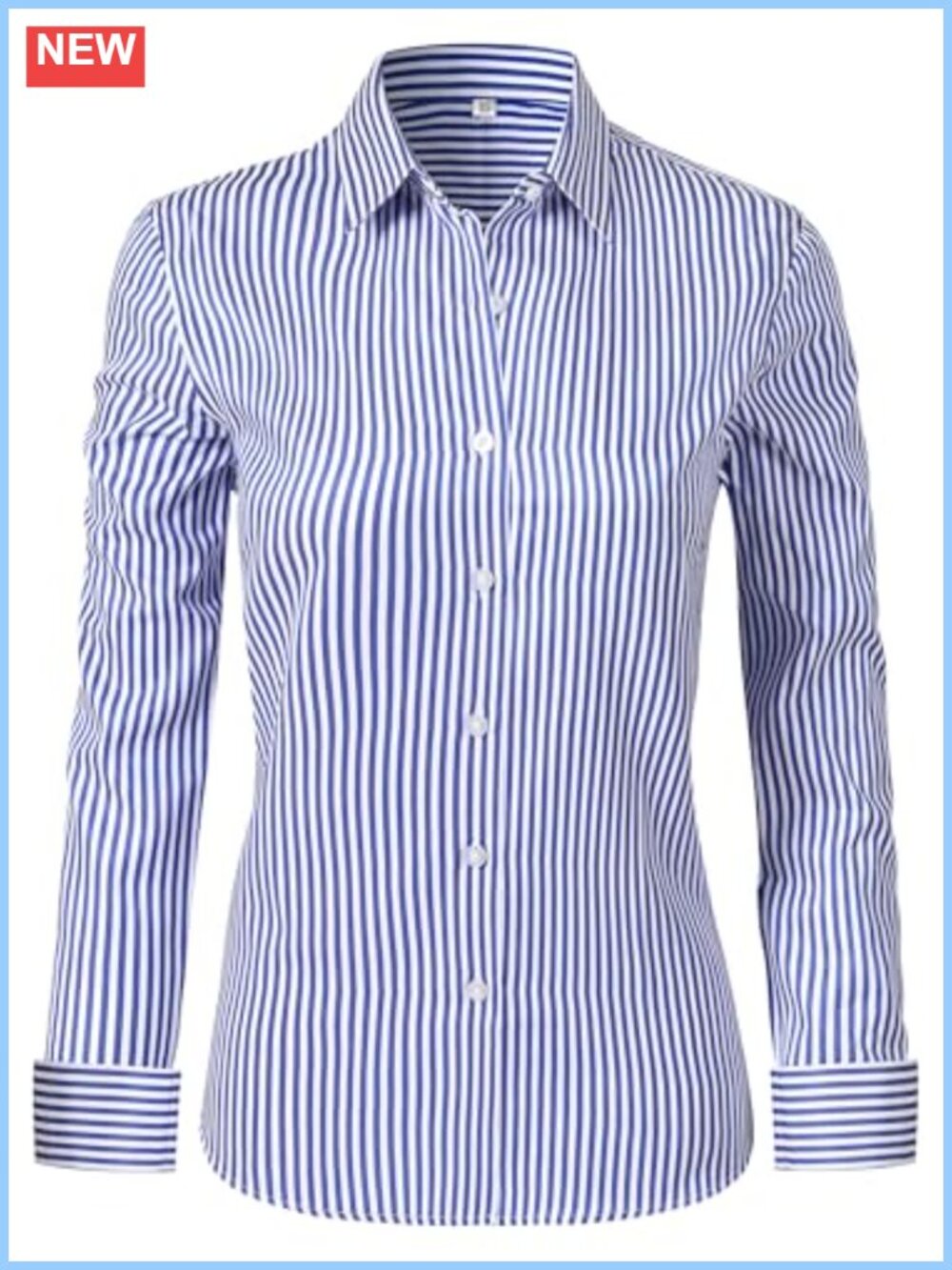 Wrinkle Free Striped Button Down Shirt for Women Long Sleeve Blouse Office Work